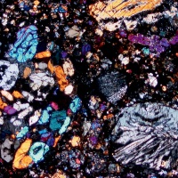 detail of a meteorite under a microscope